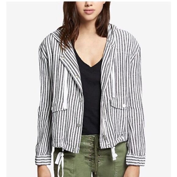 NWT MSRP $149 Sanctuary Nova Linen Hooded Jacket Women's Size Large - Picture 2 of 12